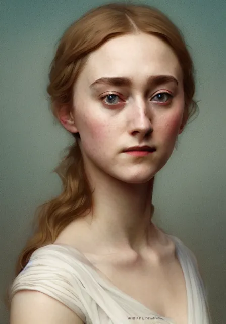 Image similar to saoirse ronan intricate, elegant, highly detailed, digital painting, artstation, concept art, smooth, sharp focus, illustration, art by artgerm and greg rutkowski and alphonse mucha and william - adolphe bouguereau