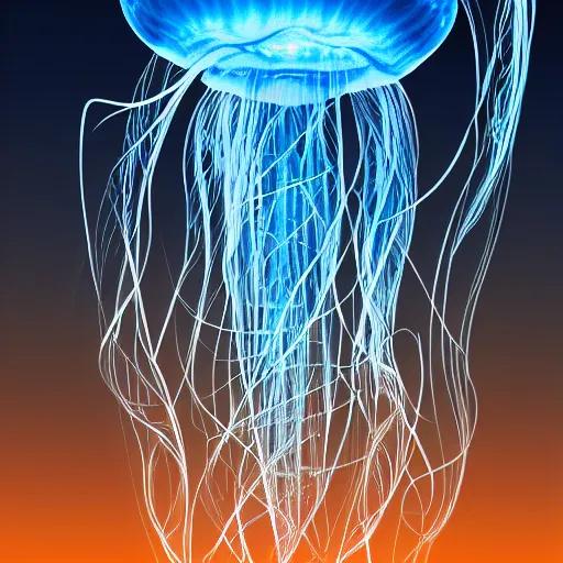 Prompt: a jellyfish, trending on cgsociety, abstract illusionism, global illumination, iridescent, holographic