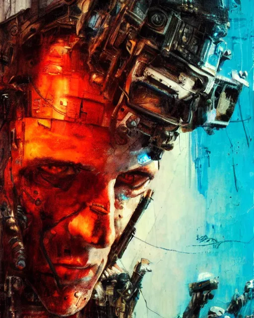 Image similar to photo of lieutenant columbo as a cyborg, advanced technology, cyberpunk, city, scifi, full of color, moody, atmosphere, 8 k high definition, insanely detailed, intricate, by guy denning, mark brooks