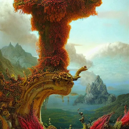 Image similar to paint surrealist 🌋🍄, ferdinand knab, high definition and detailed 4 k