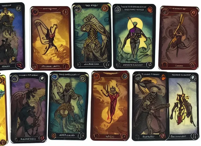 Prompt: game where you control the fate of your character using tarot cards