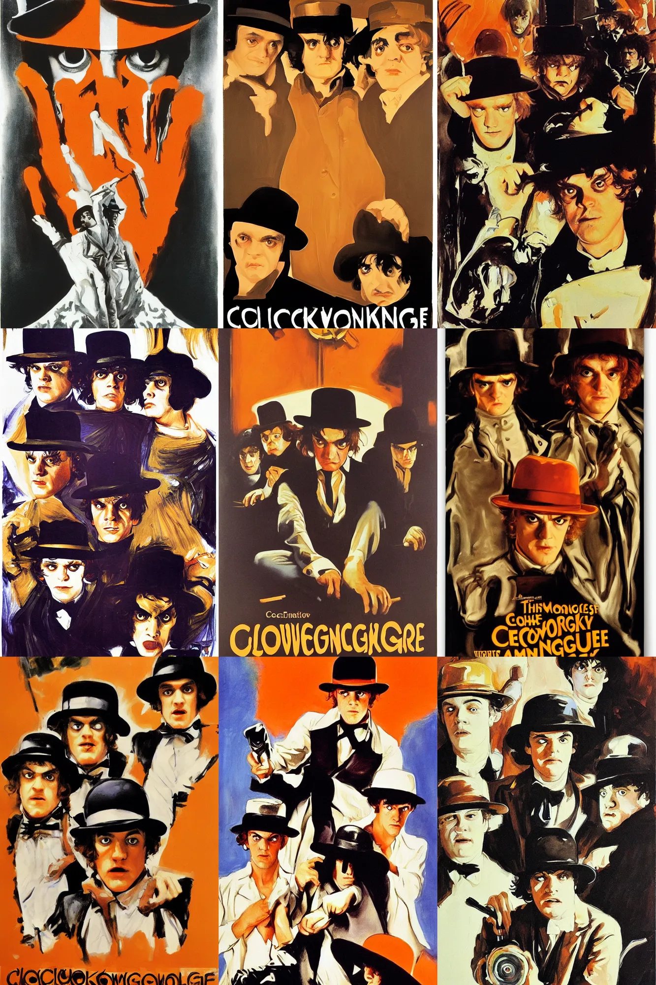 Prompt: clockwork orange, movie poster by John Singer Sargent