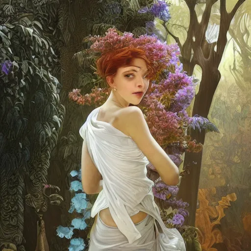 Prompt: a photograpic portrait of a anthropomorphic mimosa wearing white clothes, fantasy, intricate, elegant, highly detailed, digital painting, artstation, concept art, smooth, sharp focus, illustration, art by artgerm and H R Giger and alphonse mucha