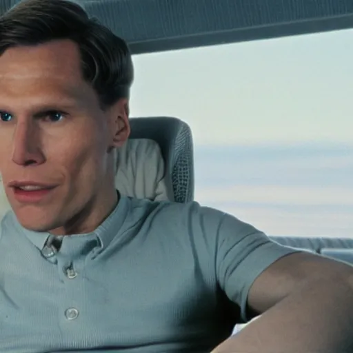 Image similar to Live Action Still of Jerma985 in Airplane!, real life, hyperrealistic, ultra realistic, realistic, highly detailed, epic, HD quality, 8k resolution, body and headshot, film still