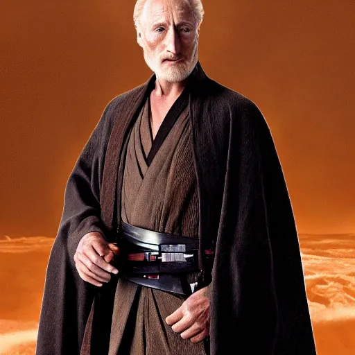 Prompt: Charles Dance as Obi-Wan Kenobi using the force in the film Star Wars, very detailed, tall shot, looking forward, detailed hands, detailed face