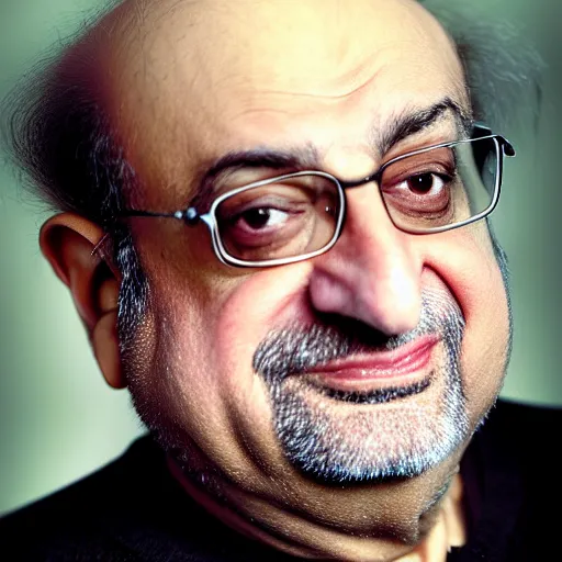 Image similar to kodachrome photographic portrait of author, salman rushdie from the year 3 0 0 0, portrait by annie liebowitz