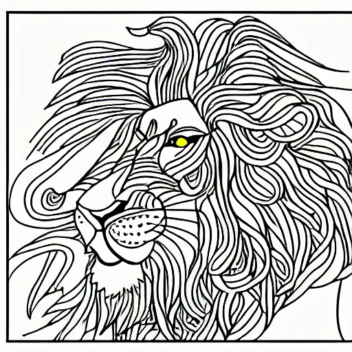 Prompt: a lion,in the style of children's coloring book