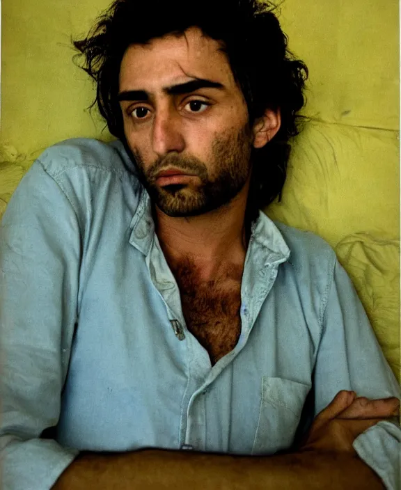 Image similar to portrait of miguel herran photographed by nan goldin