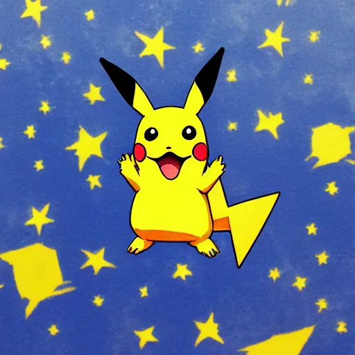 Image similar to pikachu in space