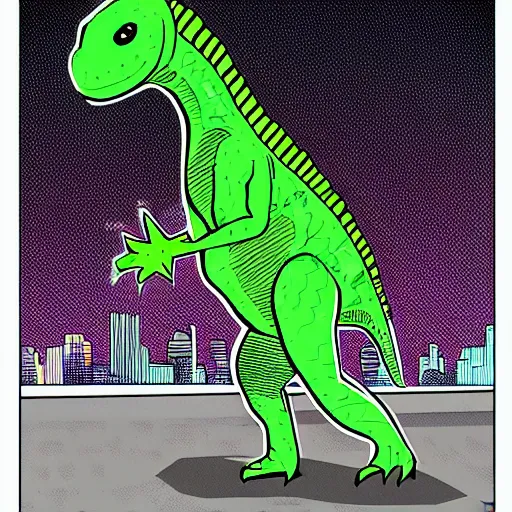 Image similar to detailed intricate colour illustration of a dinosaur wearing a business suit, comic art, cyberpunk