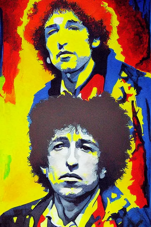 Prompt: Poster artwork, painting of Duane Flowers by Bob Dylan