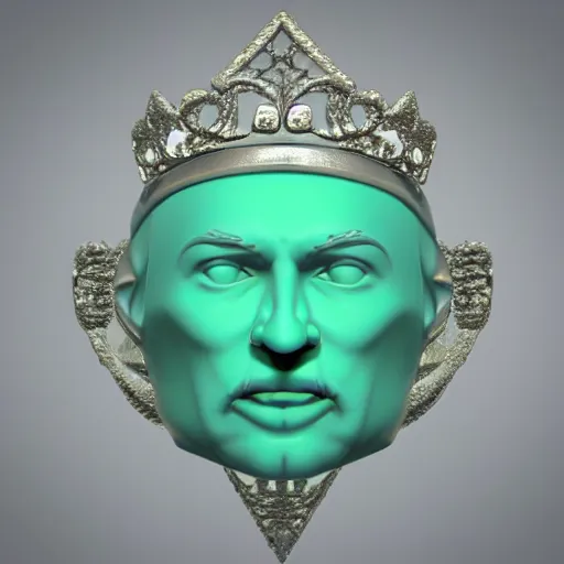 Image similar to gemstone that shaped like a face with a crown, 3 d render