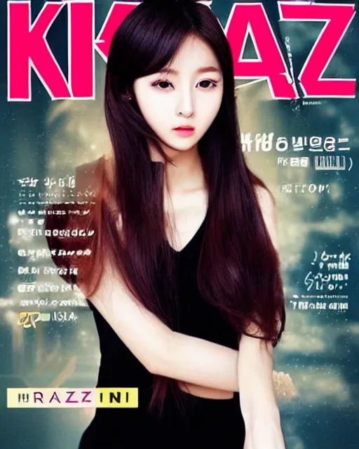 Prompt: a magazine cover of a beautiful female k - pop idol, the kraze, r / k - pop, trending on instagram, beautiful lighting