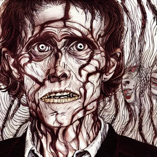 Image similar to horror portrait of willem dafoe by junji ito, hyper detailed, 4 k, extreme horror