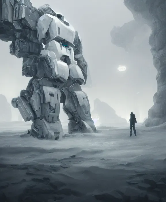 Prompt: surreal romantic prometheus horizontal white ancient mecha building architecture by ruan jia, futuristic blame, white architecture in the beach in iceland, foggy, highly detailed, digital painting, arstation, concept art, hyperealistic octane render, unreal engine