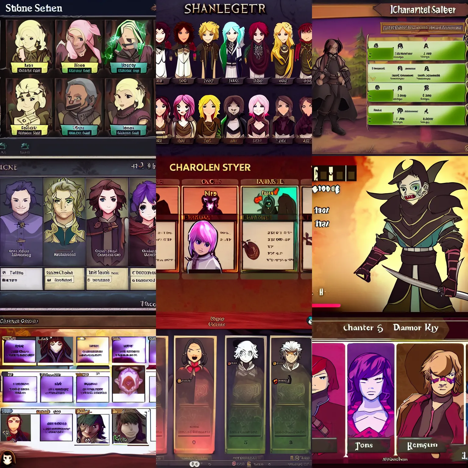 Prompt: character selection screen, style of demon slayer