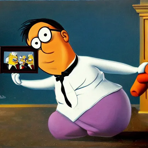 Prompt: A still of Peter Griffin depicted as a muppet, oil painting by Salvador Dali