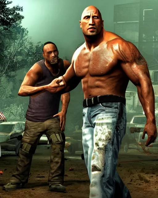 Image similar to dwayne johnson in the game left 4 dead. xbox 3 6 0 graphics