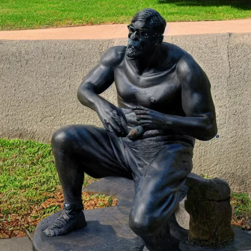 Image similar to Mable statue of a hunch back programmer coding