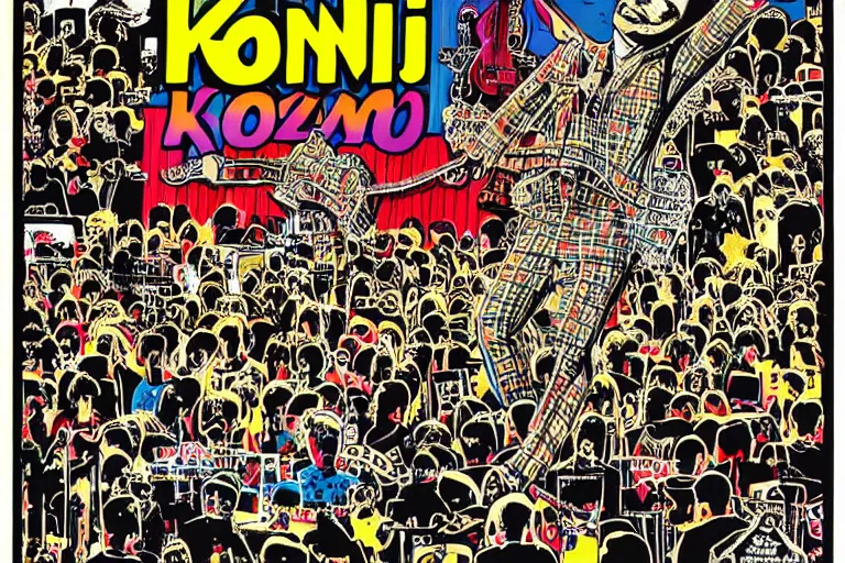 Prompt: concert poster by Frank Kozik, extremely detailed.