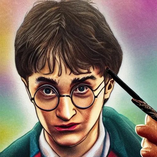 Prompt: A Hyperdetailed Award Wrinning Coloured Sketch Masterpiece of Harry Potter smoking a joint, 8k
