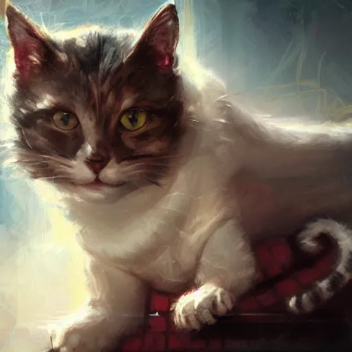 Prompt: cat, by raymond swanland