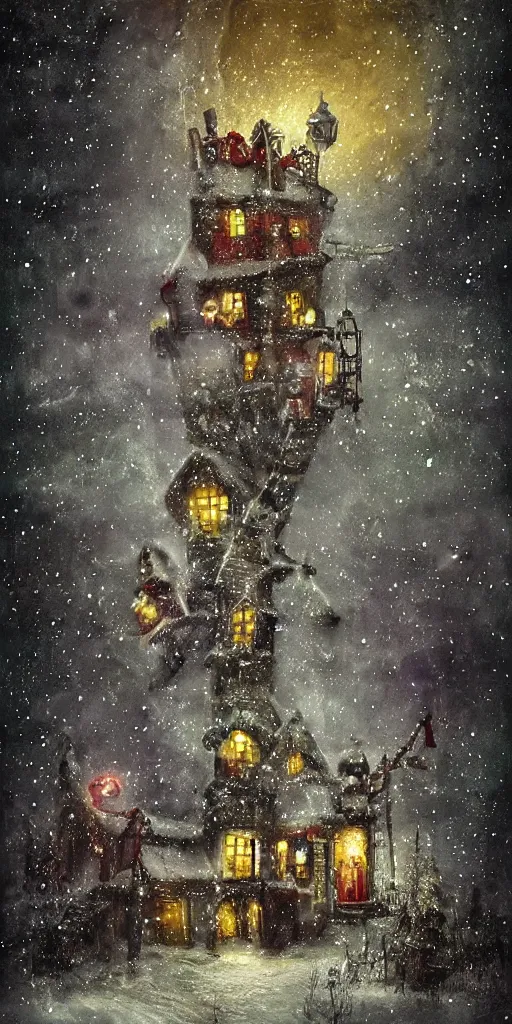 Image similar to a north pole christmas night scene by alexander jansson