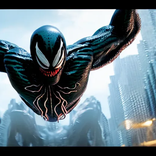 Prompt: venom from spiderman roaring, 8k, hyper realistic,fine details, foreboding