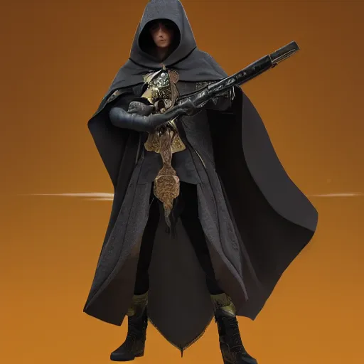 Prompt: a dark cloak with a pistol sticking out, 4 k, photorealistic