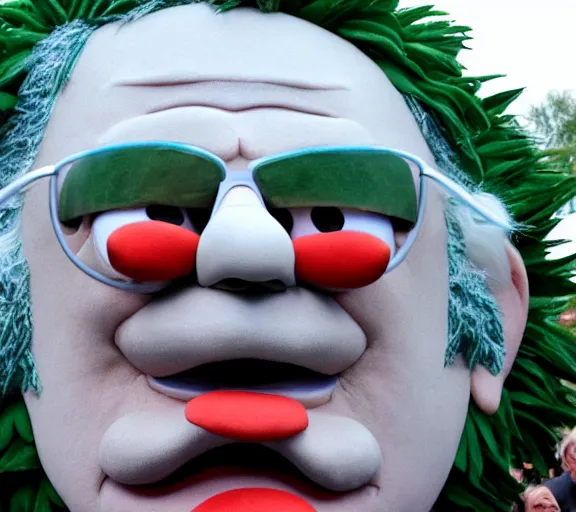 Prompt: bernie sanders face made of the mascot character jolly green giant, closeup detailed