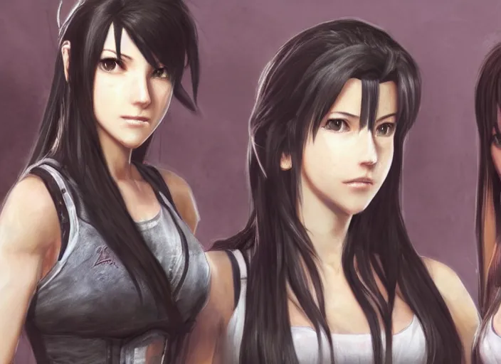 Prompt: highly detailed concept art of tifa lockhart and aerith gainsborough