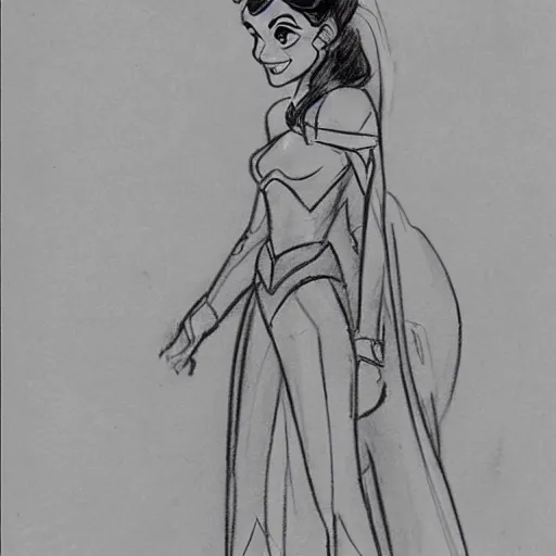 Image similar to milt kahl sketch of victoria justice as princess padme from star wars episode 3