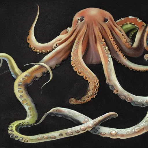 Image similar to octopus and cats fighting for life, digital paintingl