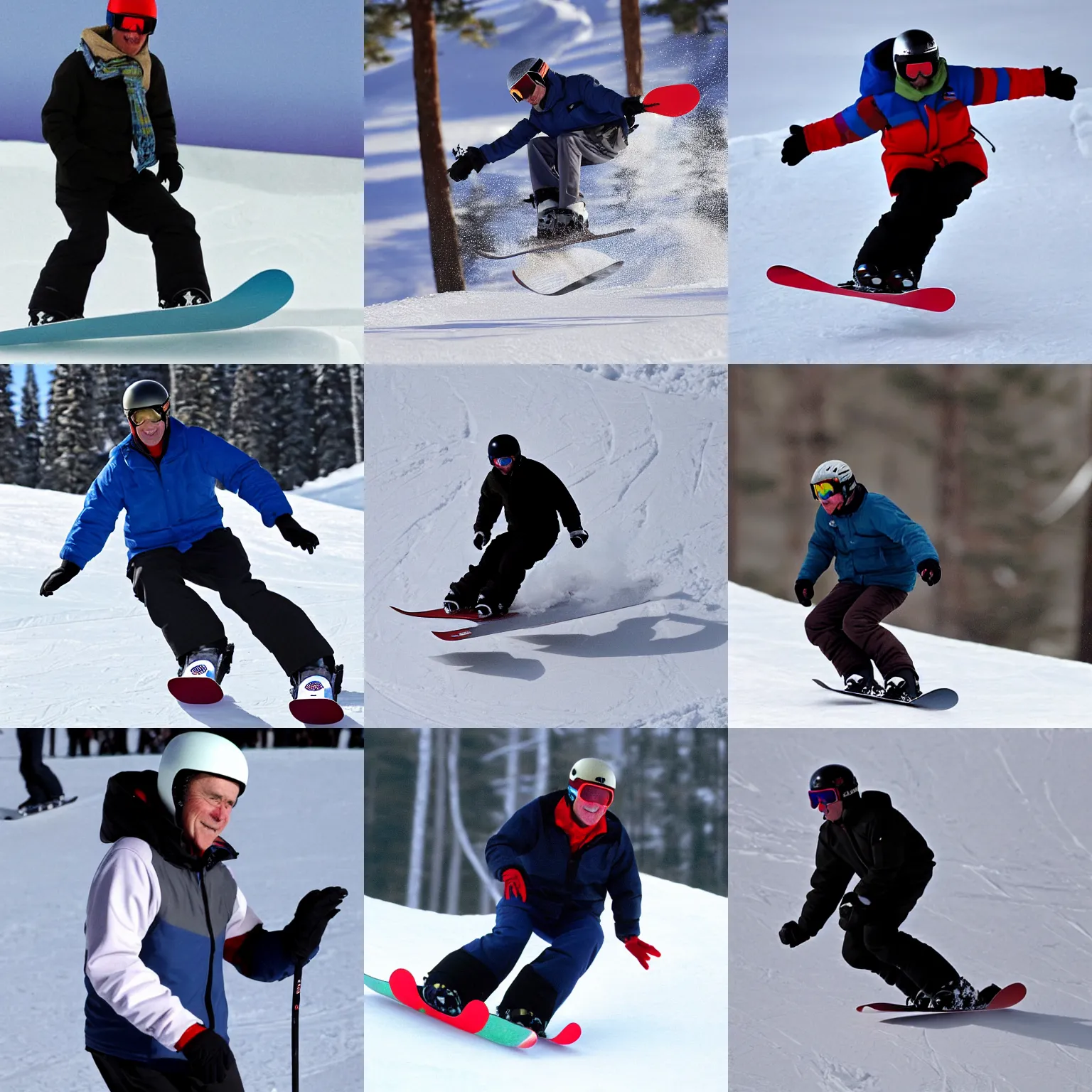 Prompt: george bush snowboarding at the winter olympics