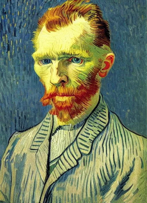 Image similar to lifelike oil painting portrait of carl fredericksen by van gogh