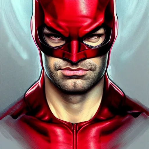 Prompt: daredevil portrait, intricate, elegant, highly detailed, digital painting, artstation, concept art, smooth, sharp focus, illustration, art by artgerm and alphonse mucha