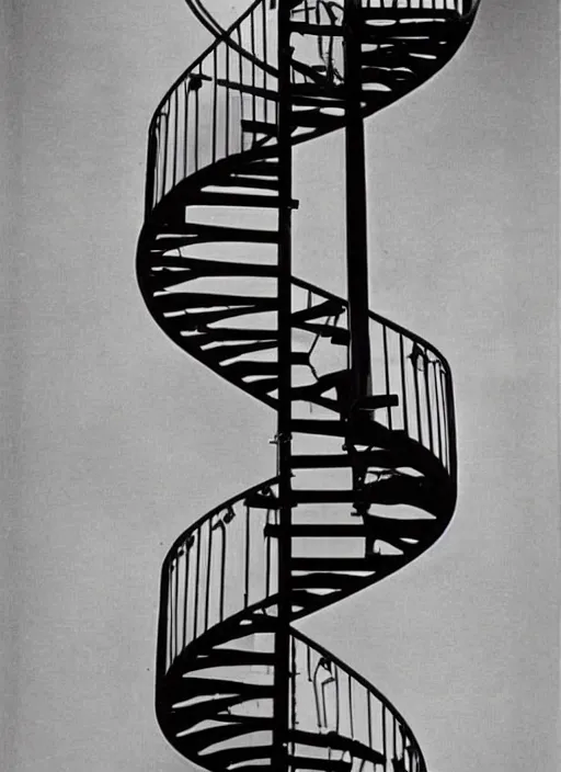 Prompt: a spiral dna staircase, mc escher