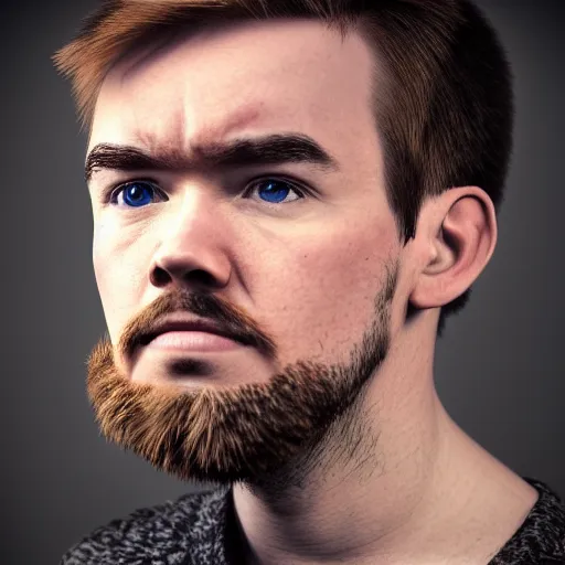 Prompt: hyperrealistic photograph of a brown-haired viking Jacksepticeye Sean Mcloughlin, 8k, profile picture, cinematic, high contrast, epic real fantasy, stoic facial expression, looking at the camera