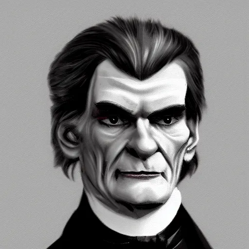 Prompt: American Senator John C Calhoun as a vampire digital art