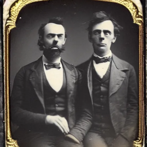 Prompt: tintype photo of “ rick and morty ” “ 1 8 8 0 s ” detailed