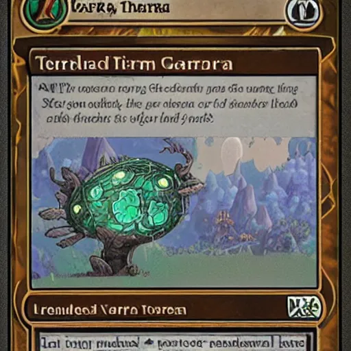 Image similar to terraria as a magic the gathering card, realistic,