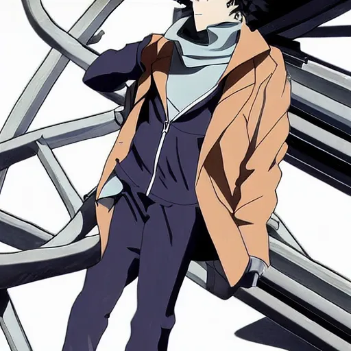 Image similar to spike spiegel wearing techwear, anime