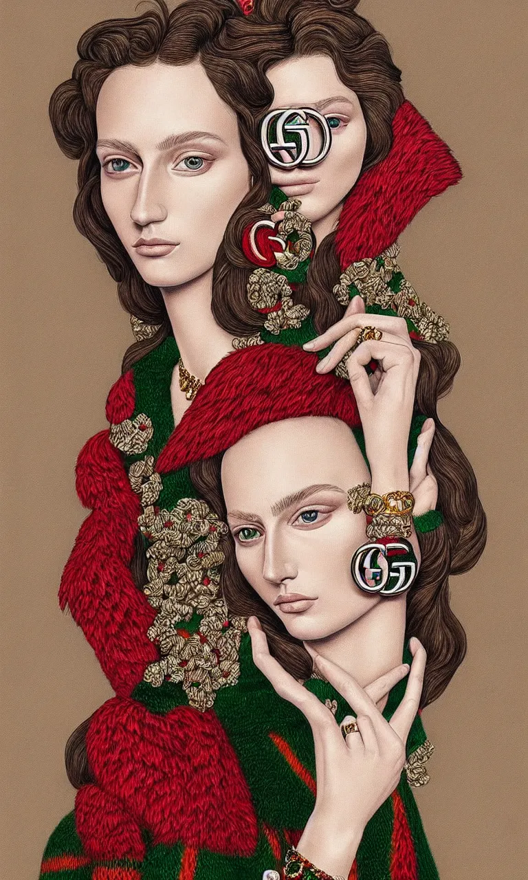 Image similar to a very beautiful gucci portrait, highly detailed, intricate