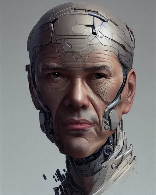 Image similar to a middle aged michael mcintyre cyborg, elegant, real life skin, intricate, high detailed, artstation, concept art, smooth, sharp focus, art by artgerm and greg rutkowski