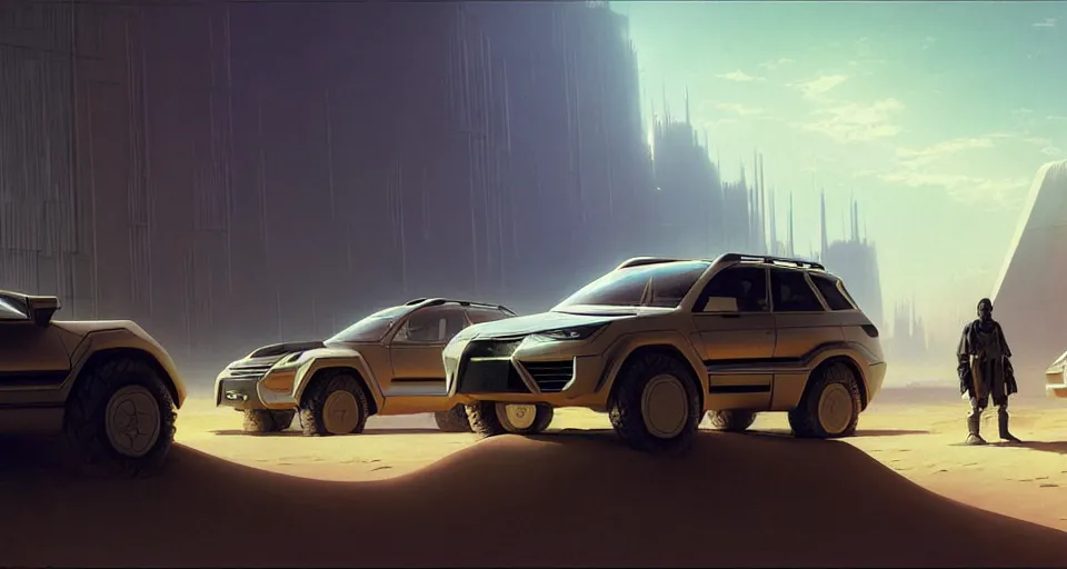 Image similar to cyberpunk touareg, by ruan jia, weldon casey, ralph mcquarrie. smooth gradients, transparent inflatable structures in akakus desert.