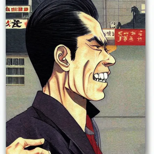 Prompt: anime joseph goebbels as yakuza by hasui kawase by richard schmid