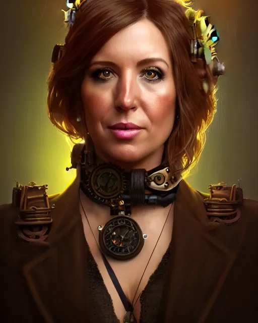 Image similar to steampunk portrait of infowars's alex jones, au naturel, hyper detailed, digital art, trending in artstation, cinematic lighting, studio quality, smooth render, unreal engine 5 rendered, octane rendered, art style by klimt and nixeu and ian sprigger and wlop and krenz cushart.