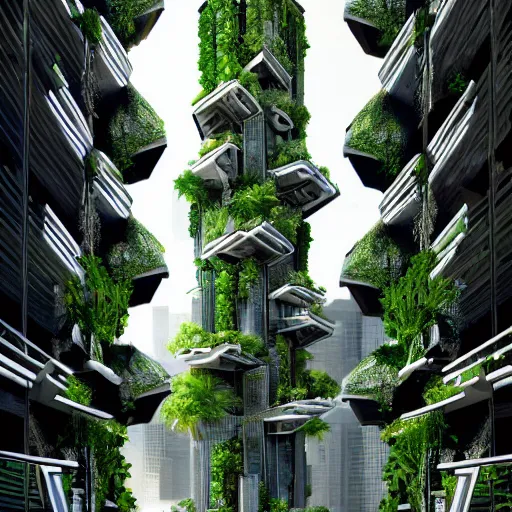 Prompt: Cyberpunk futuristic hanging gardens of Babylon