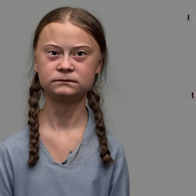 Prompt: greta thunberg mugshot