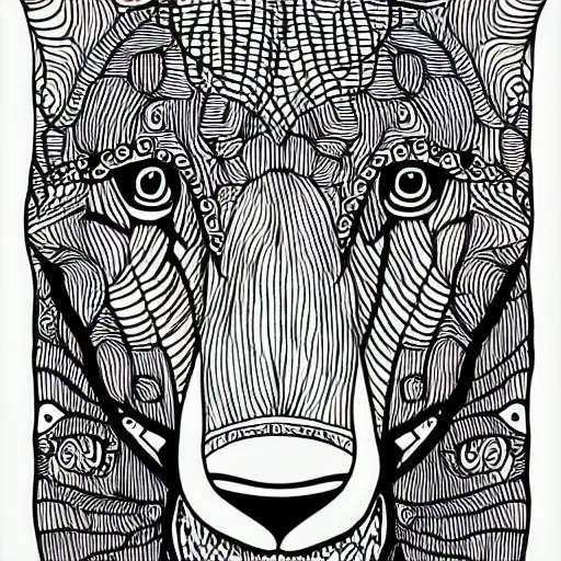 Image similar to picture of an animal from a children's coloring book, simple line art